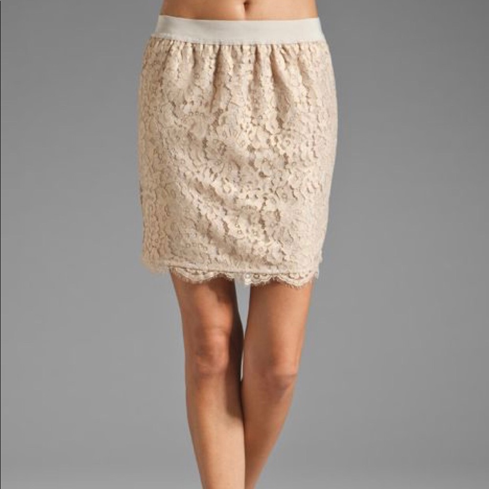 Joie lace rose gold mini skirt